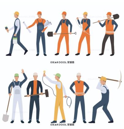 免扣丨室内装修工地施工作人物丨