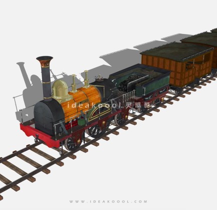 老师蒸汽火车头 铁轨车厢丨