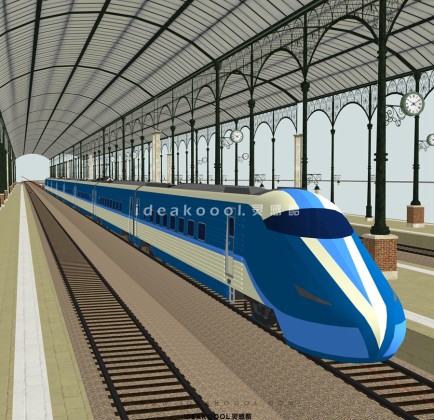 火车动车 铁轨 火车站建筑站台丨