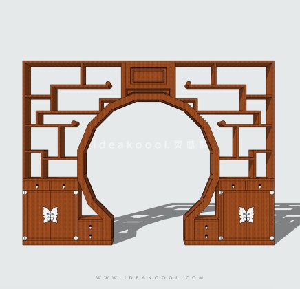 中式博古架月洞门