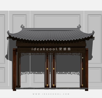 中式建筑屋檐 入口大门