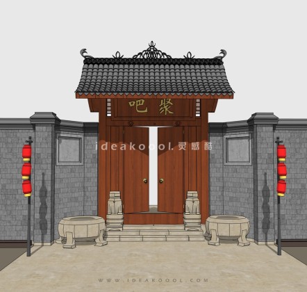 中式建筑入口门头丨