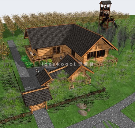 创意木屋小建筑 观景塔丨