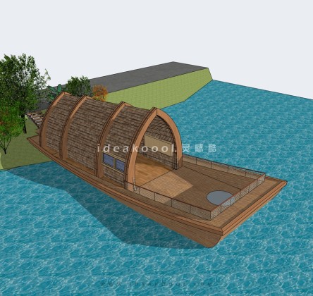 中式船屋民宿度假木屋丨