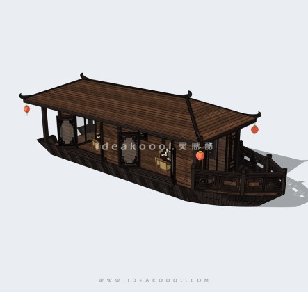 中式船屋民宿度假木屋丨