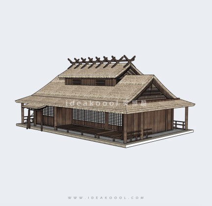 中式茅草屋茅草房 民宿茶室丨