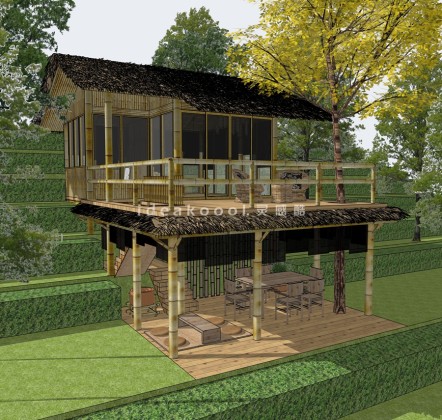 创意竹屋建筑丨