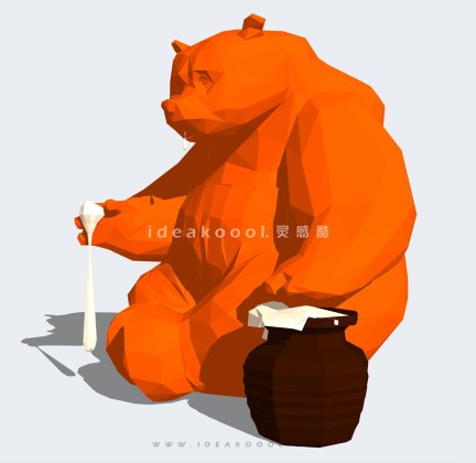 熊几何体雕塑丨