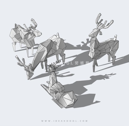 鹿几何体雕塑丨