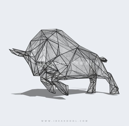 牛几何体雕塑丨