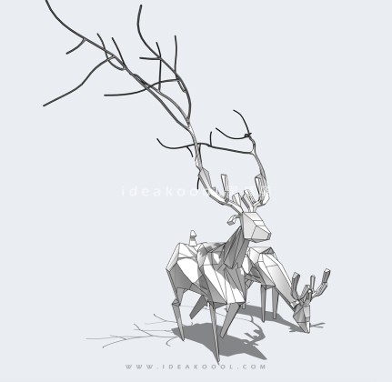 鹿几何体雕塑丨