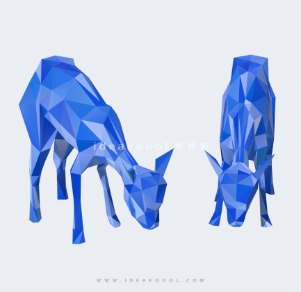 小鹿几何体雕塑丨