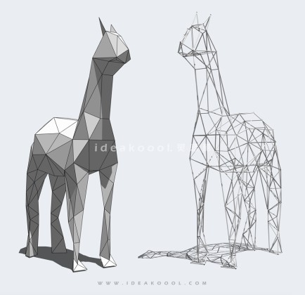 几何动物雕塑丨