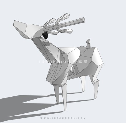 鹿几何体雕塑丨