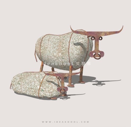 抽象牛雕塑丨