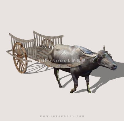 水牛拉架车丨