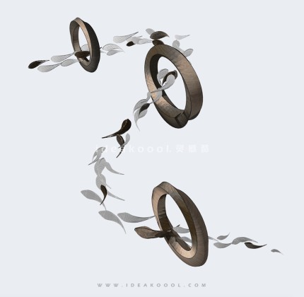 鱼群雕塑 抽象圆环雕塑丨