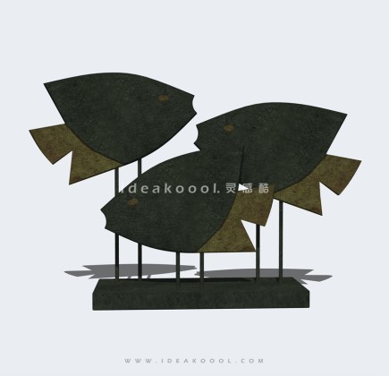 抽象鱼类雕塑摆件丨