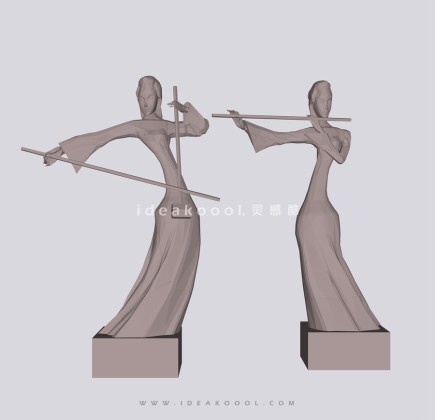 人物二胡笛子演奏人物雕塑丨