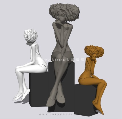 坐姿人物雕塑丨