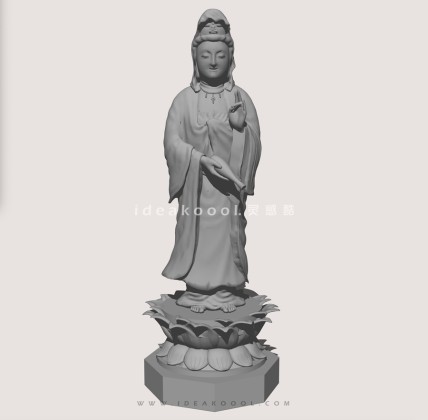 观音莲花底座人物雕塑丨