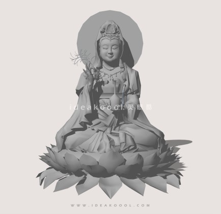 观音莲花底座人物雕塑丨