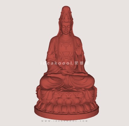 观音莲花底座人物雕塑丨