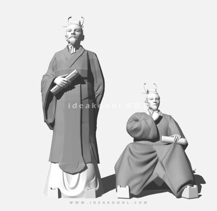 古代王侯将相人物雕塑丨