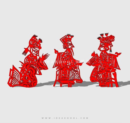 中式皮影剪纸剪影人物雕塑丨