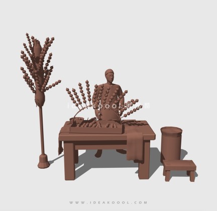 商业街铜人古代小贩人物雕塑丨