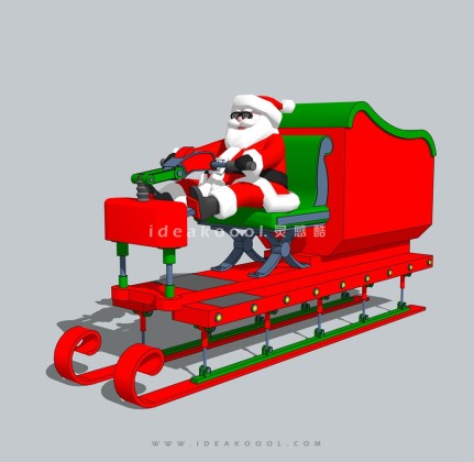 圣诞老人雪橇雕塑丨