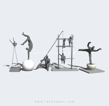 攀登杂技钓鱼人物雕塑丨