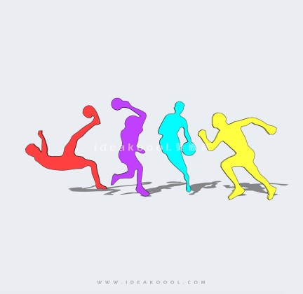 踢球篮球跑步剪影人物雕塑丨