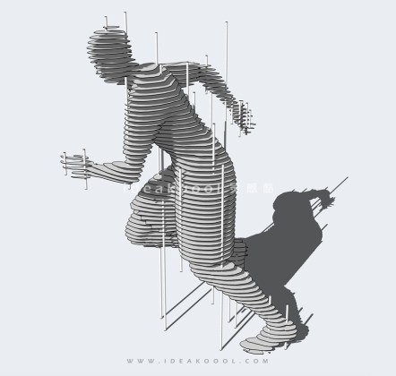 抽象跑步运动人物雕塑丨