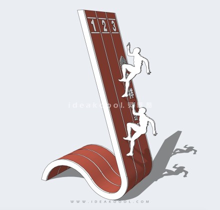 赛道跑步赛跑剪影人物雕塑丨