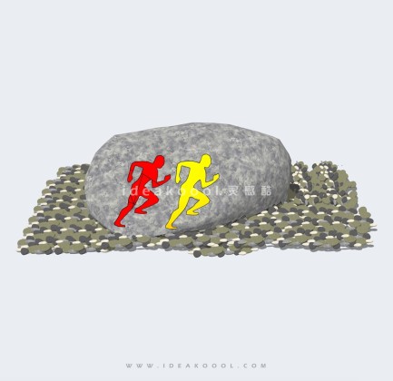 跑步人物剪影石头丨