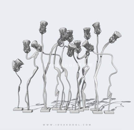 莲蓬植物雕塑丨