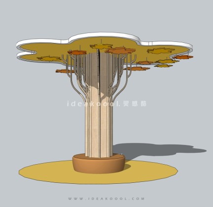 树形柱子装饰座椅丨