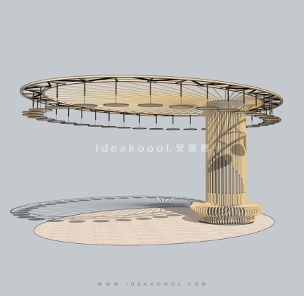 树形室内柱子格栅装饰座椅丨