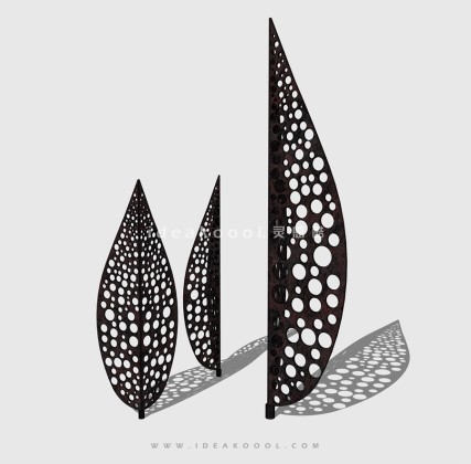 树叶镂空雕塑小品丨