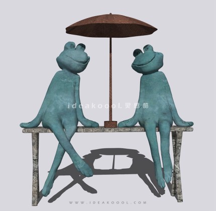 青蛙雕塑小品丨