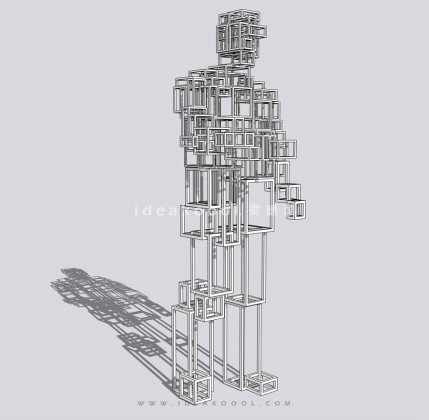 抽象几何人物雕塑丨