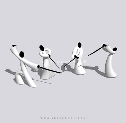 抽象武术功夫舞剑人物雕塑丨