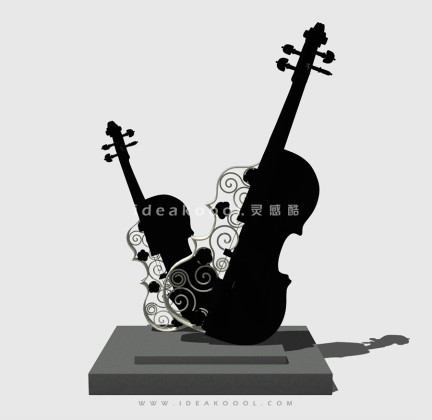 创意小提琴乐器雕塑丨
