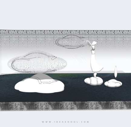 抽象人物云朵雕塑 穿孔铝板丨