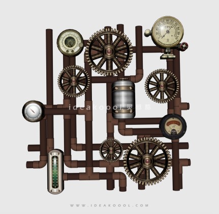 工业风遗迹设备雕塑小品丨