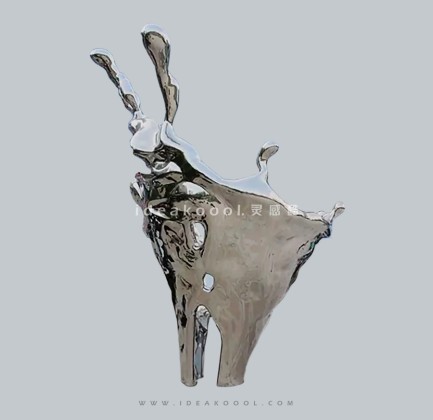 水花飞溅雕塑小品二维贴图丨