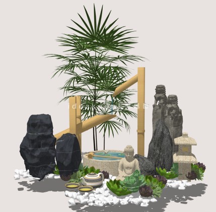 竹流水 水钵 石盆丨