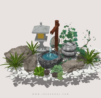 竹流水 水钵 石盆 石灯笼丨