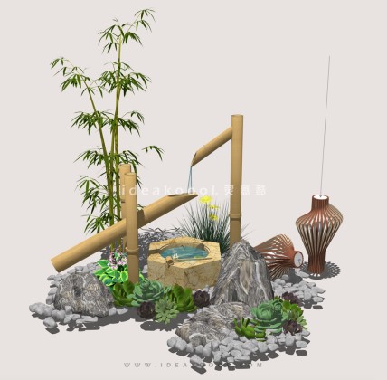 竹流水 水钵石盆丨